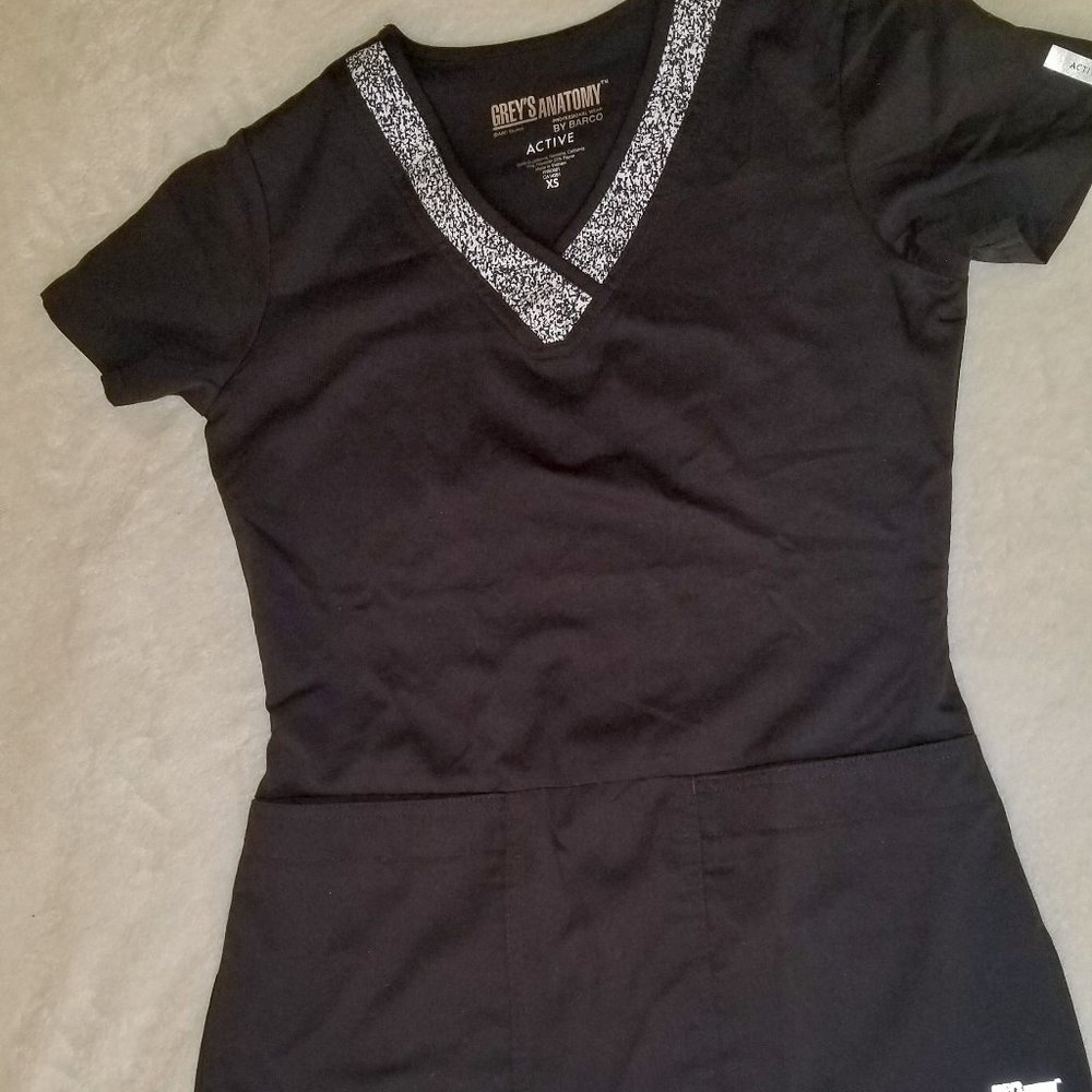 Grey's Anatomy Active Wear Black Scrub Top